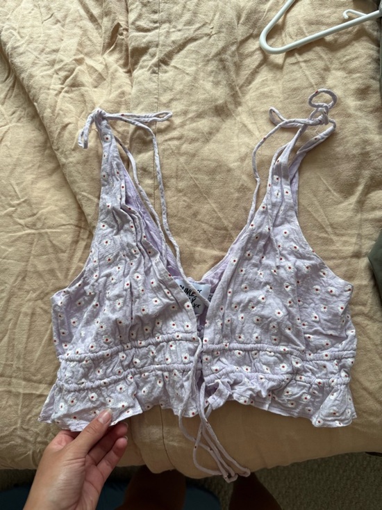Princess Polly Tops - Princess Polly Light Purple Floral Tie-Front Tank Top